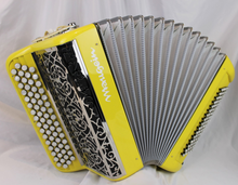 Load image into Gallery viewer, Maugein Lemon Yellow Chromatic Button Accordion C System MM 64 80
