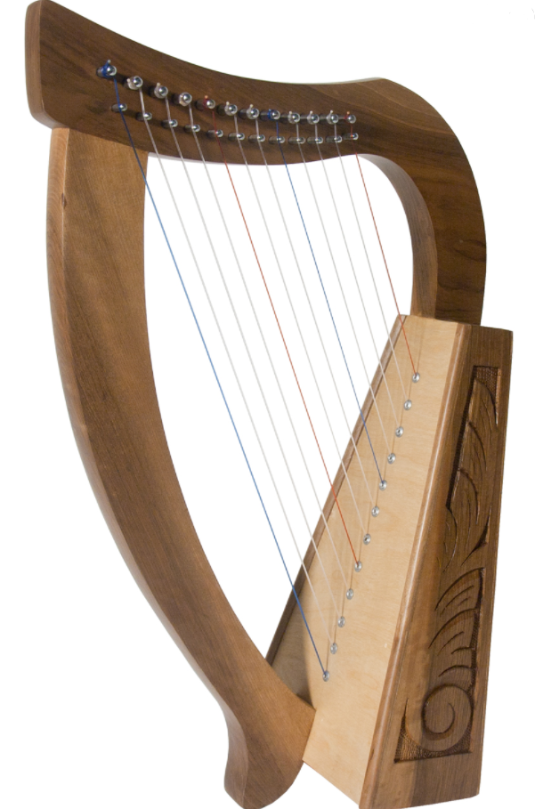 Roosebeck 21 Inch Walnut Celtic Baby Harp 12 String w/Extra String Set + Tuning Tool
