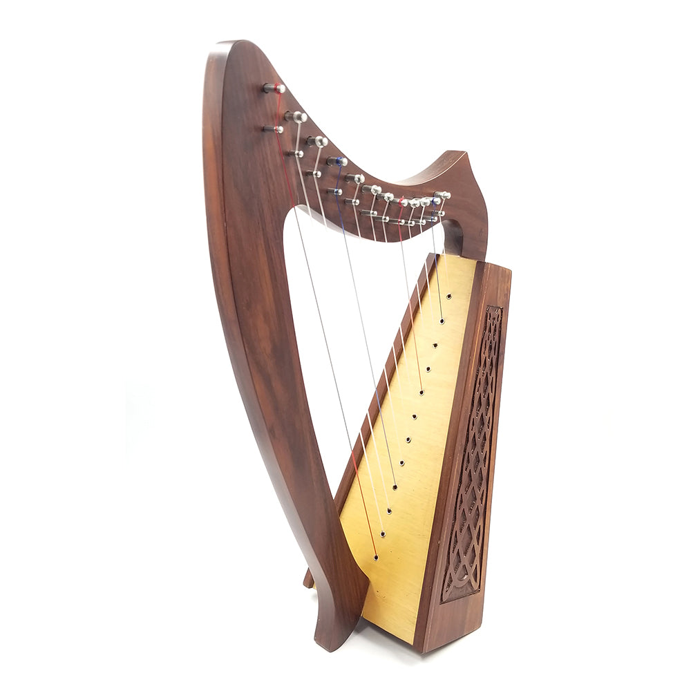 Celtic 12 String Solid Rosewood Baby Harp w/Gig Bag, Strings, Key