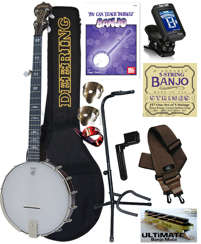 Deering Artisan Goodtime 5-String Open Back Professional Banjo Bundle