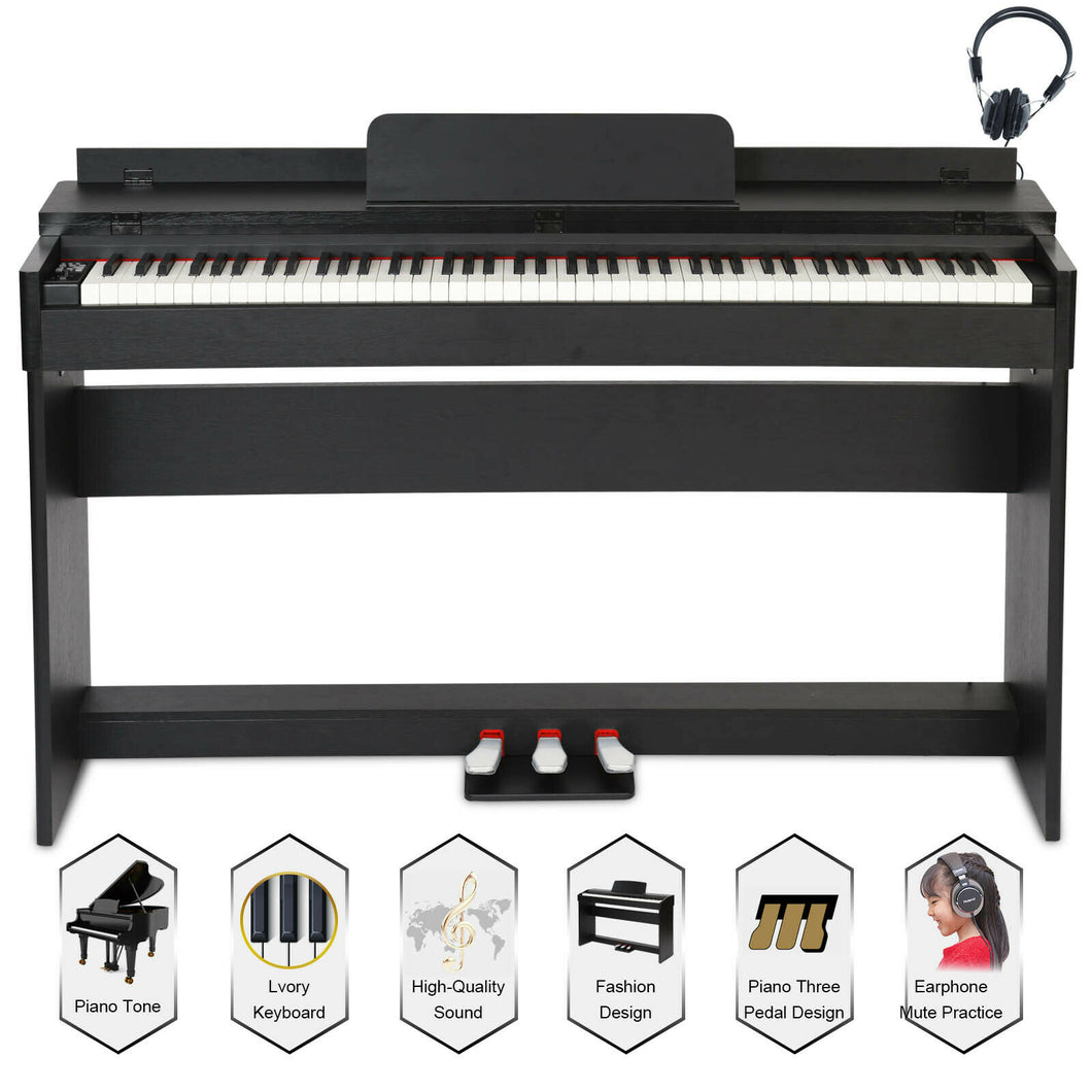 88 Key Digital Keyboard Piano w/ Stand, Adapter, Headphones
