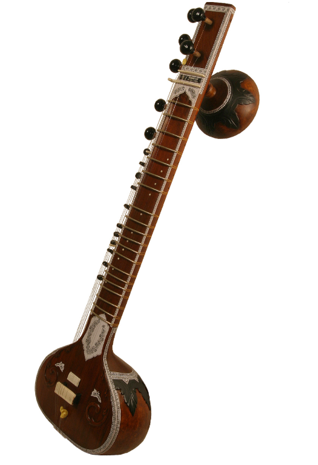 Banjira Hand-Crafted 49 Inch 18 String Dark Finish Sitar w/ Extra String set and Padded Case